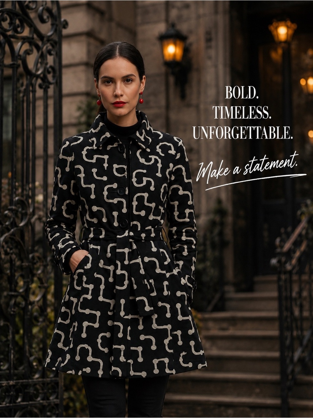 INC Skeleton Key Tie Front Jacket